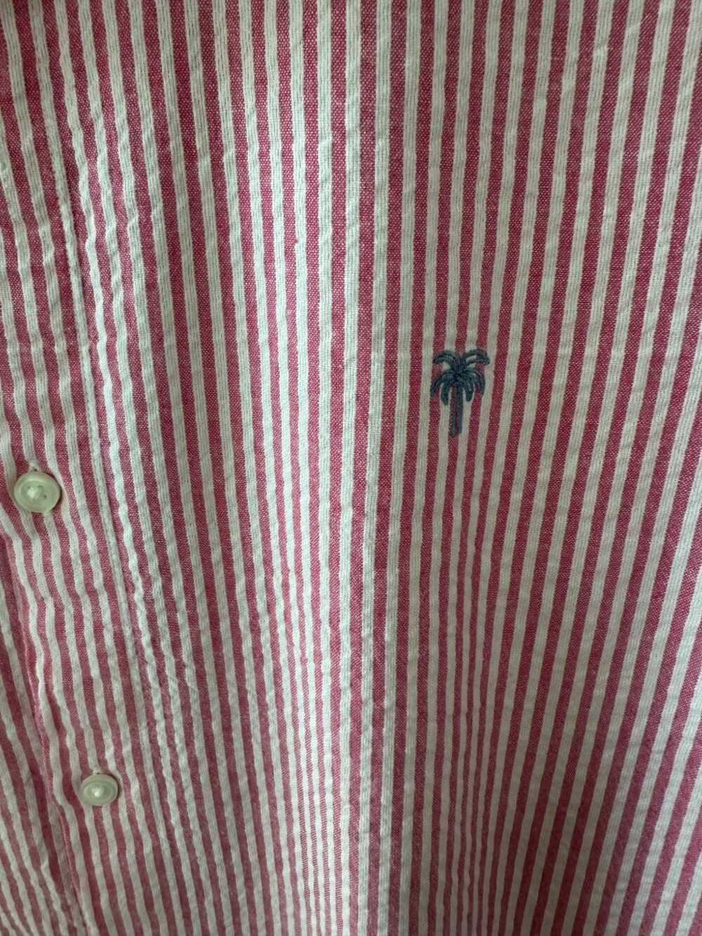Next Pink & White Stripe Men's Large Short Sleeve Shirt 100% Cotton - Picture 3 of 8